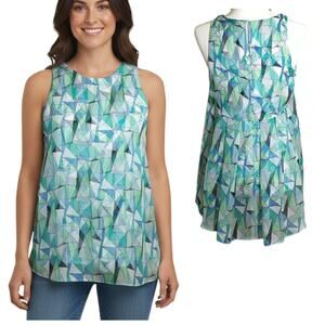 Vince Camuto Sleeveless Hi Low Chiffon Top Women's Sz XS Multicolor Print Lined